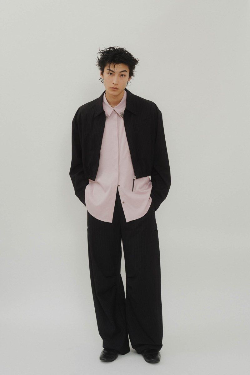 ストライプシャツブルゾン (ブラック) stripe shirt blouson (Black)