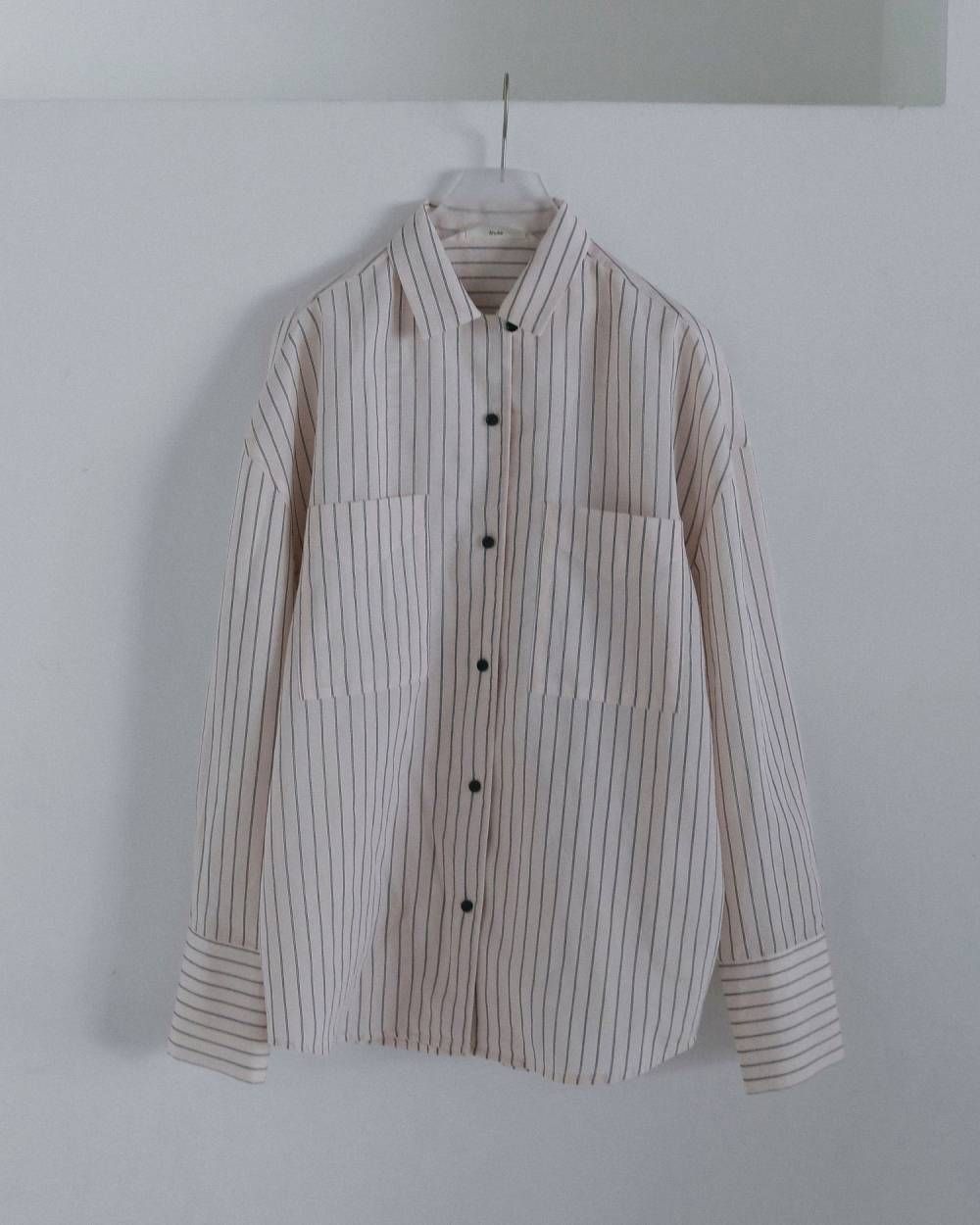 オープンカラーストライプシャツ (ピンク) Opencollar Stripe Shirts (Pink) / 26AW 【6月29日まで期間限定予約】