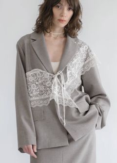 アレンジレース ジャケット (モカ) arrangement lace shawl oversize JK (Mocha) /  26SS