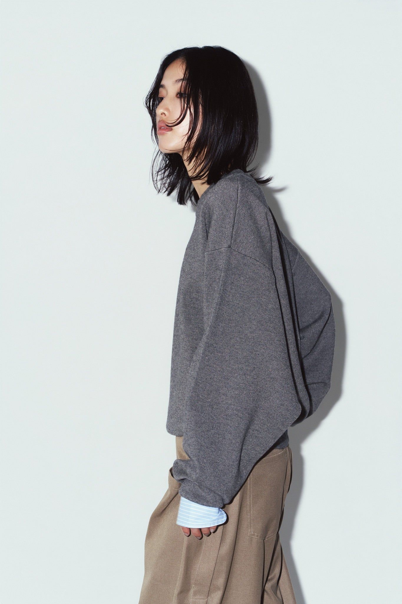 【UNISEXサイズ】2ウェイ ノームコア ニット (グレー) 2way cuffs normcore knit(unisex) (Gray) / 26AW