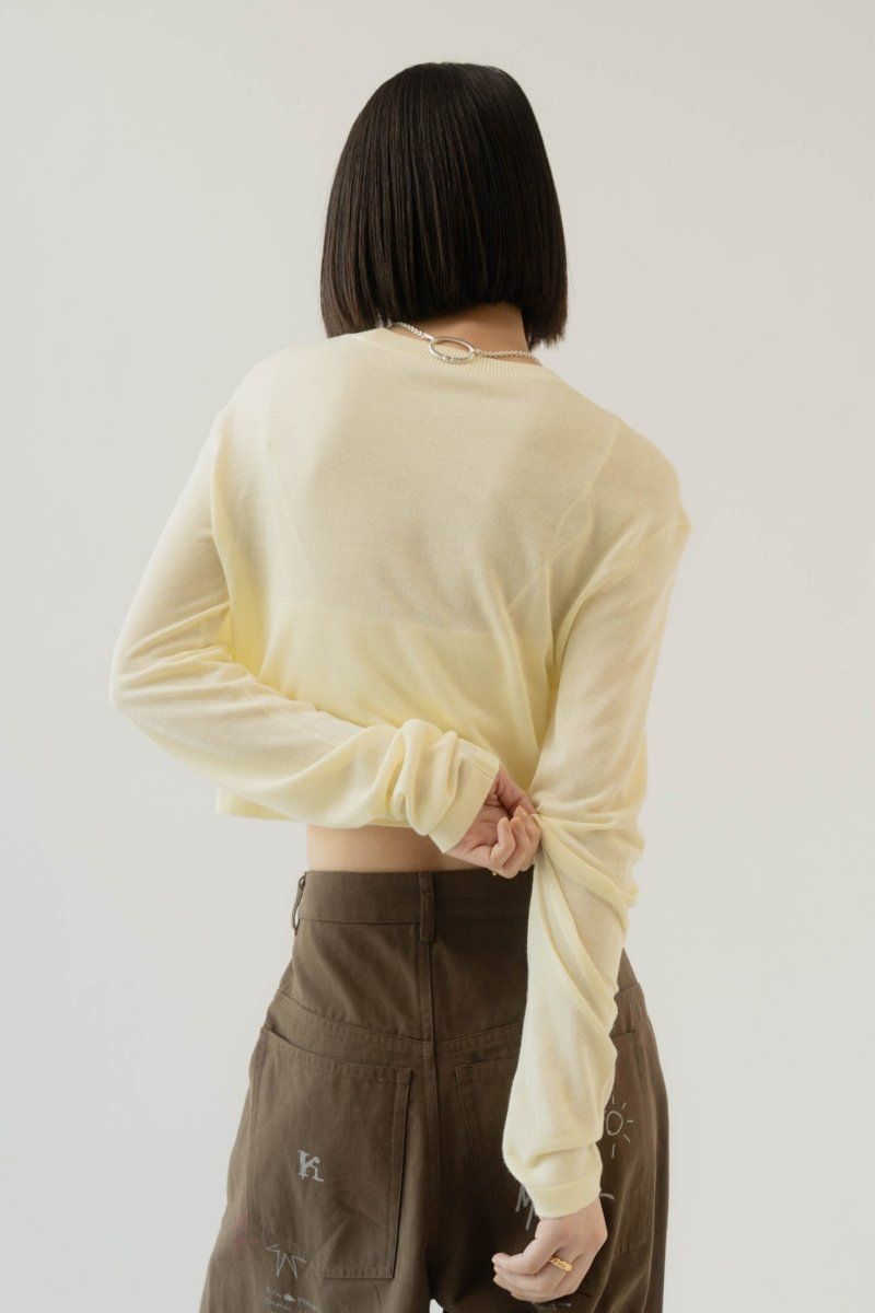 cropped sheer knit / クロップドシアーニット (イエロー) / 25SS