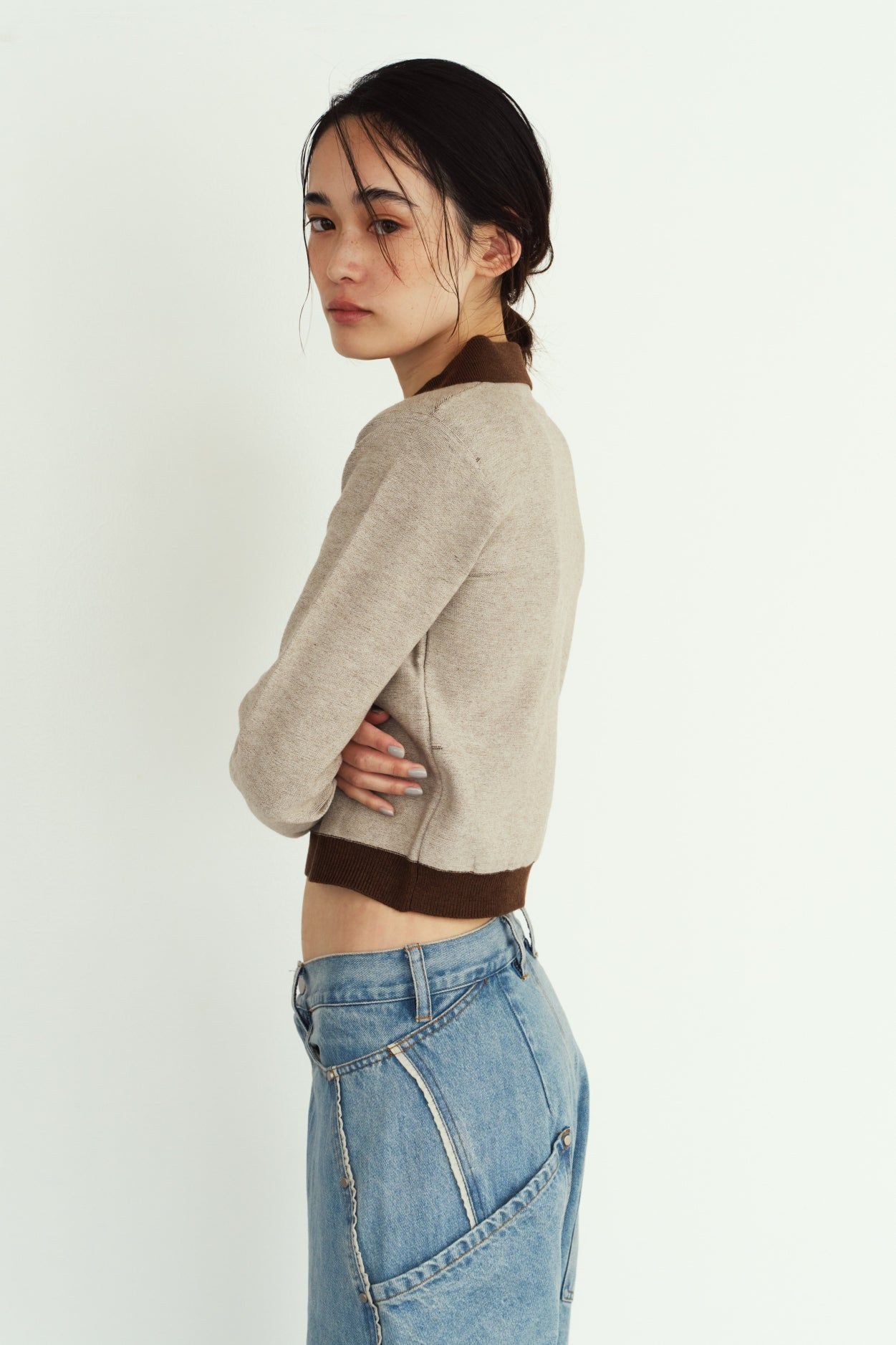 ジャガードポロニット (ブラウン) jacquard polo knit (Brown) / 26AW