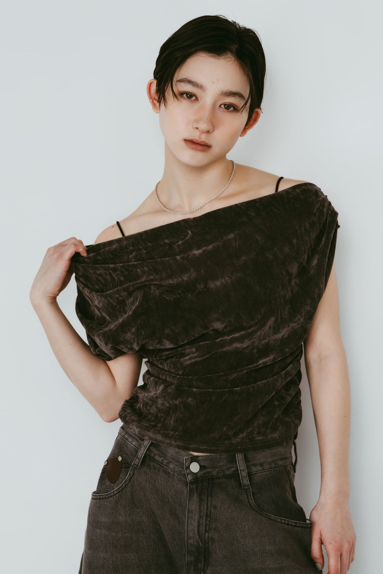 シアーベロア トップス (グレー) sheer velour top (Gray) /  26SS