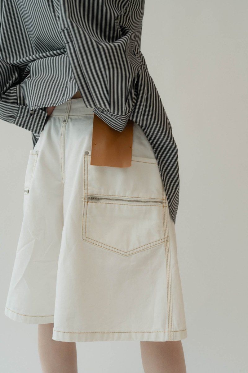back label denim half pants / バックラベル デニムハーフパンツ (ホワイト) / 25SS