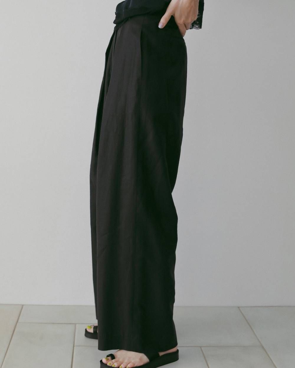シアータックパンツ (ブラック) Sheer Tuck Pants (Black) / 26SS
