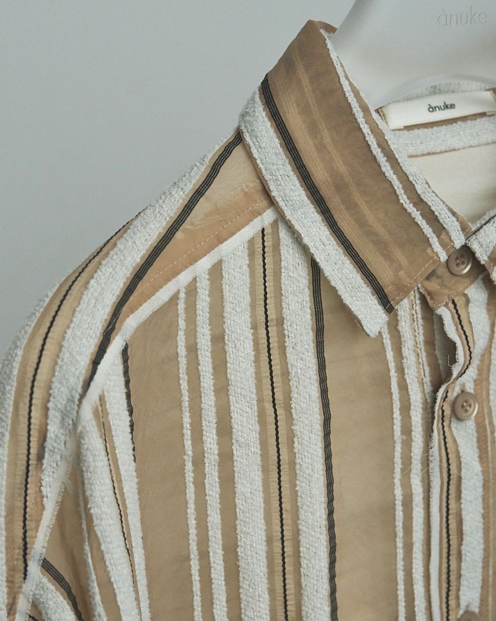 Sheer Stripe Shirts / シアーストライプシャツ (ベージュ)