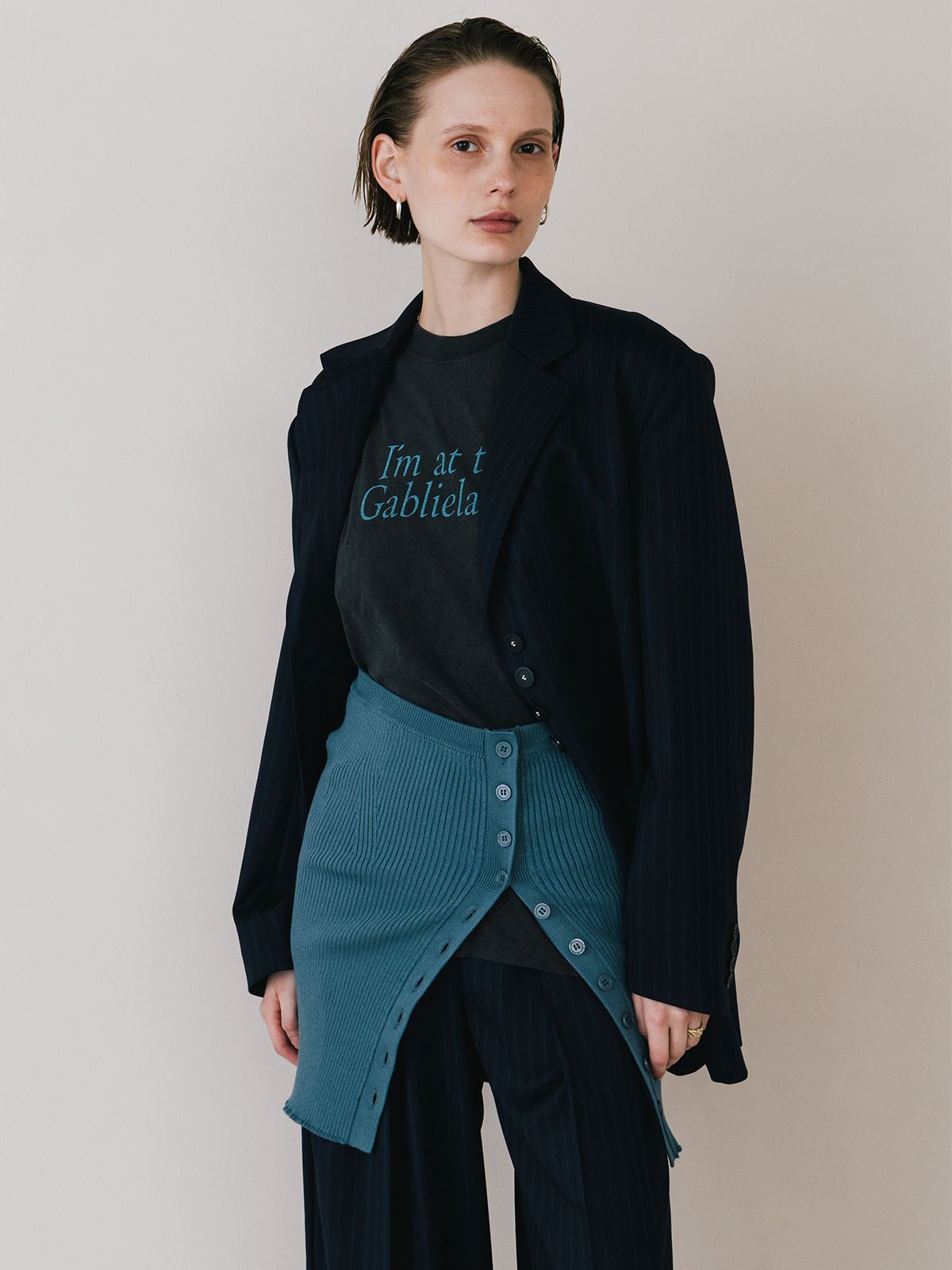 【25SS】RIB BUSTIER SET KNIT / リブ ビスチェセットニット (ブルー)
