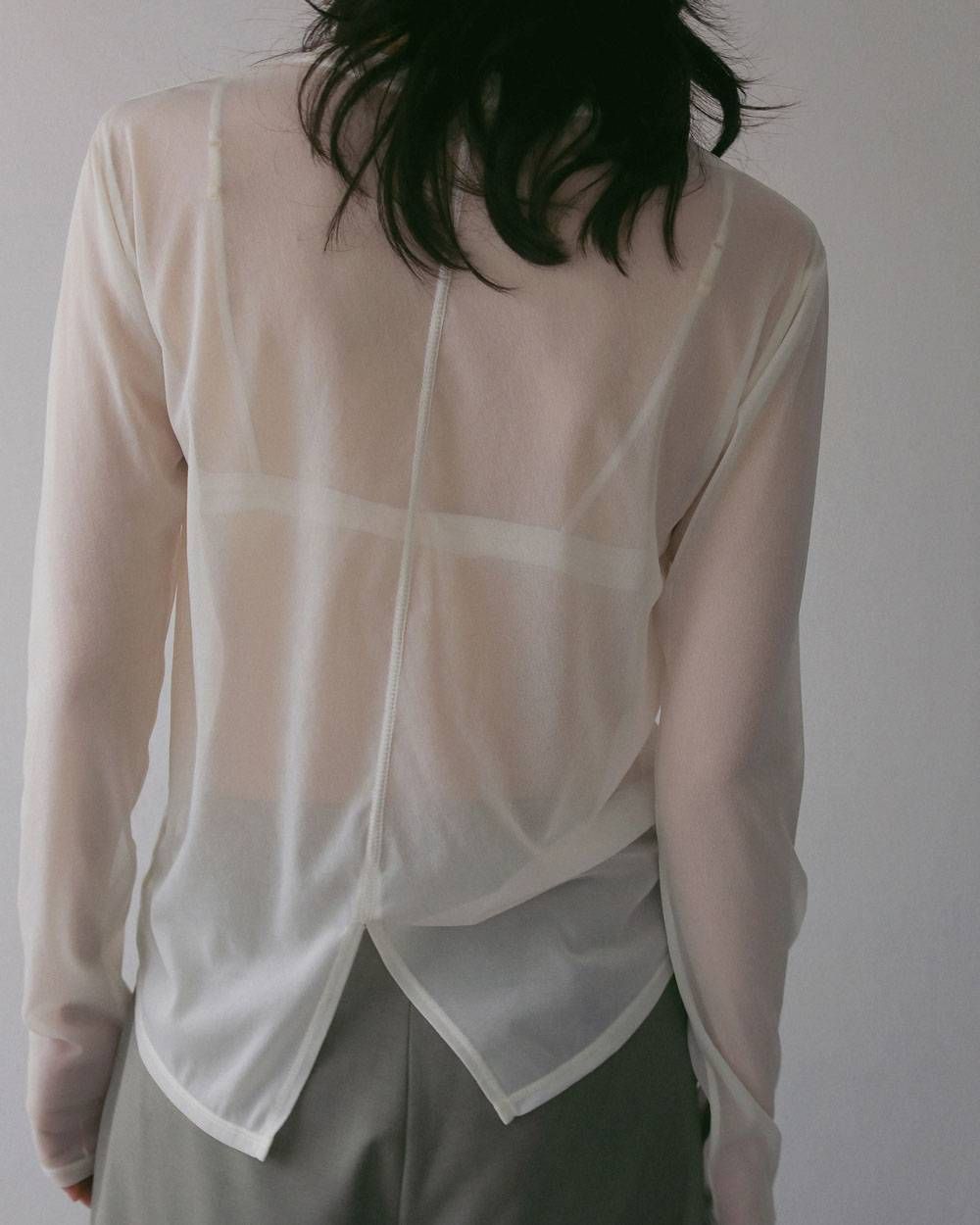 スリット シフォントップス (アイボリー) Slit Chiffon Tops (Ivory) / 27SS