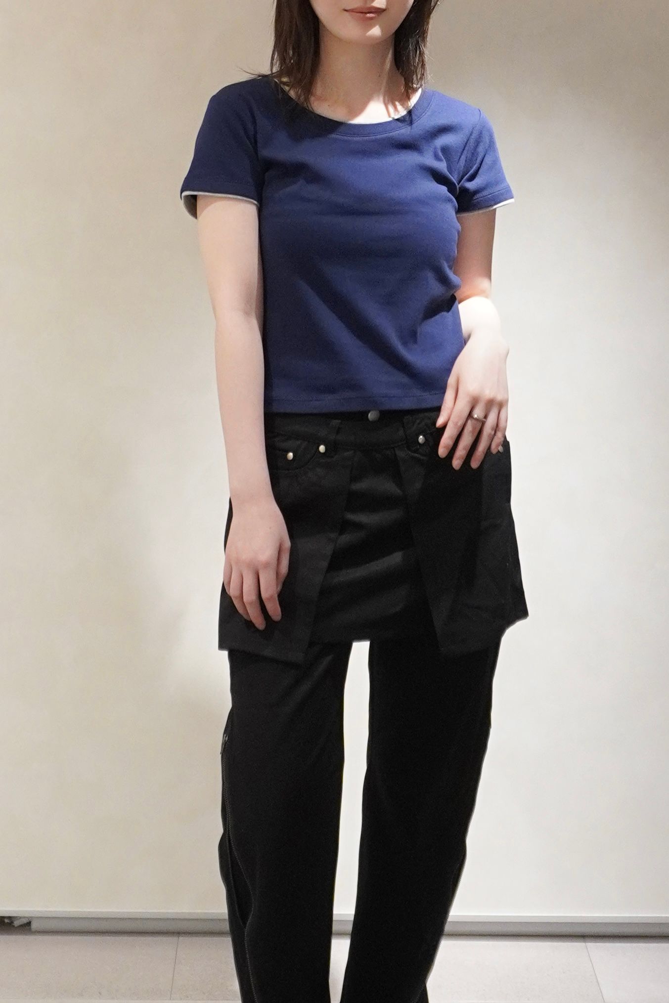 レイヤード クルーネックTシャツ (ネイビー) layered crewneck tee (Navy) /  26SS