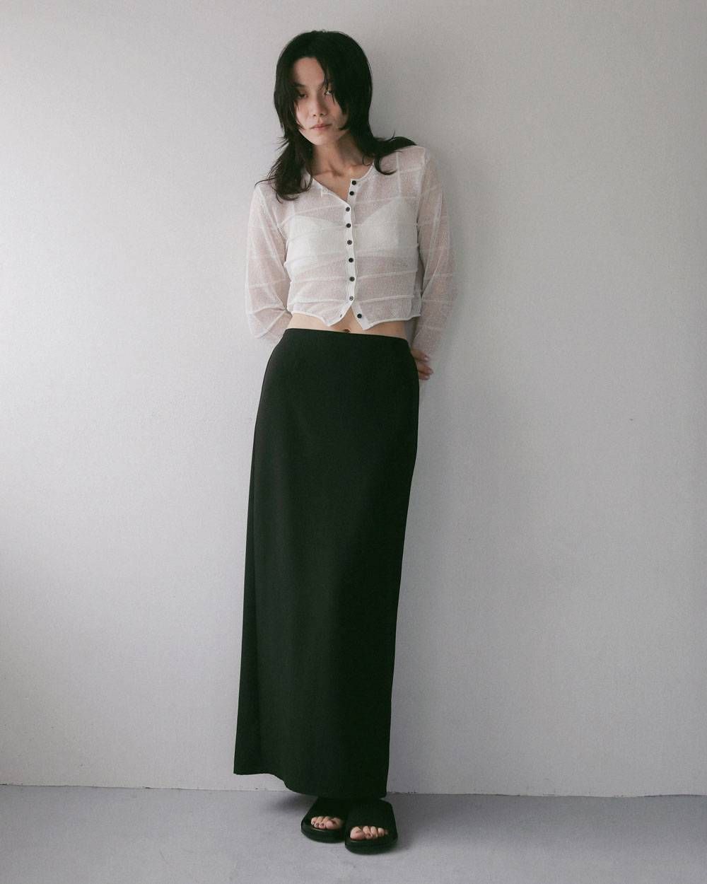 ジョーゼットペンシルスカート (ブラック) Georgette Pencil Skirt (Black) / 27SS