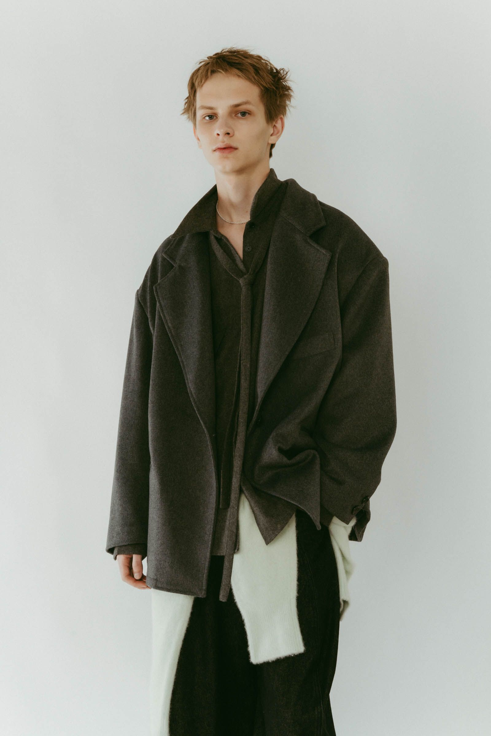 muffler overlay jacket(unisex) / マフラー オーバージャケット (グレー) / 25AW