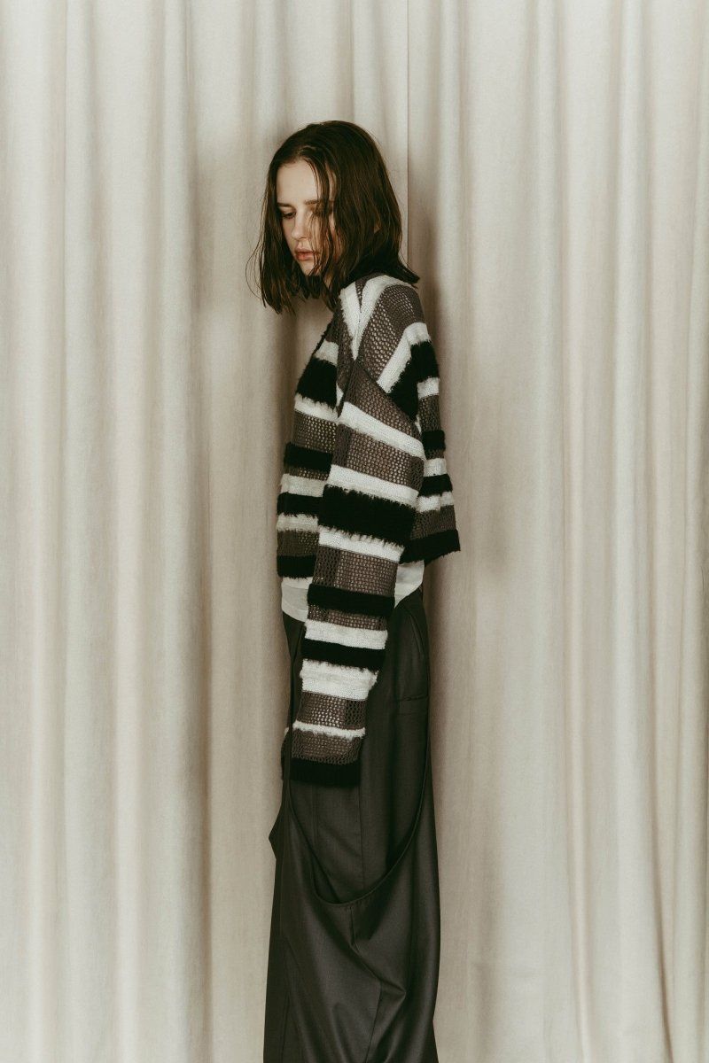 double-faced border knit / ダブルフェイス ボーダーニット (Black) / 26SS