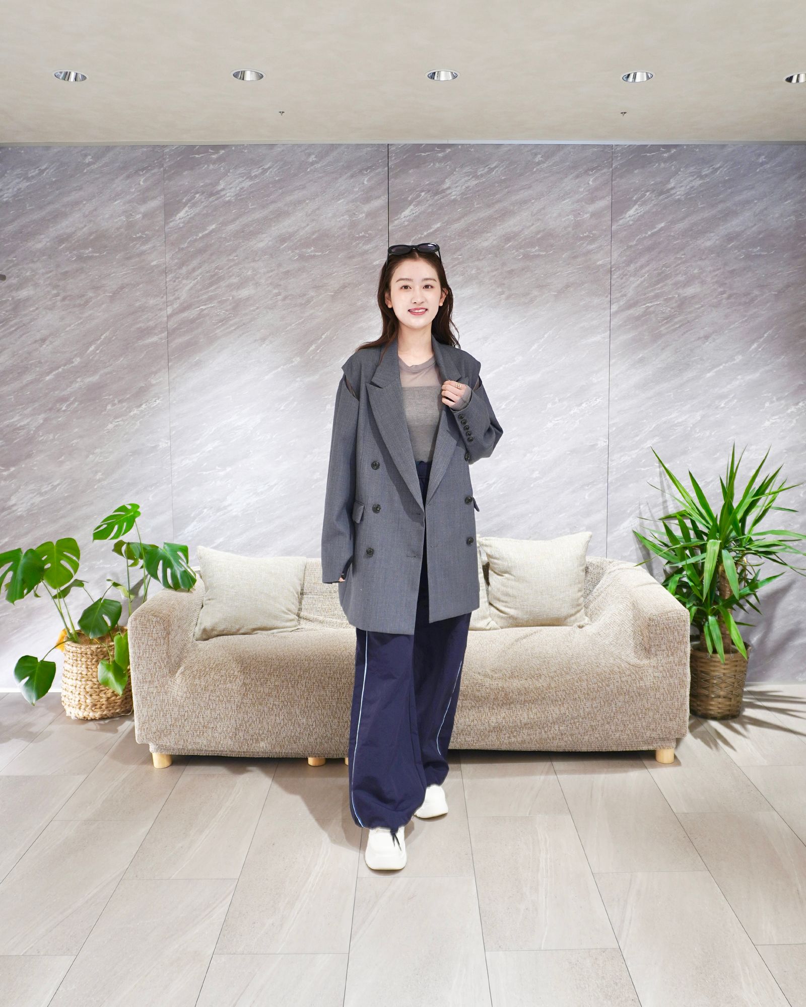 逆転裁判４ 牙琉霧人 業者製 女性L ジャケット ダブルスーツ スラックス 汎用 NOUNLESS - SHOULDER SLIT TAILORED JACKET / ショルダー