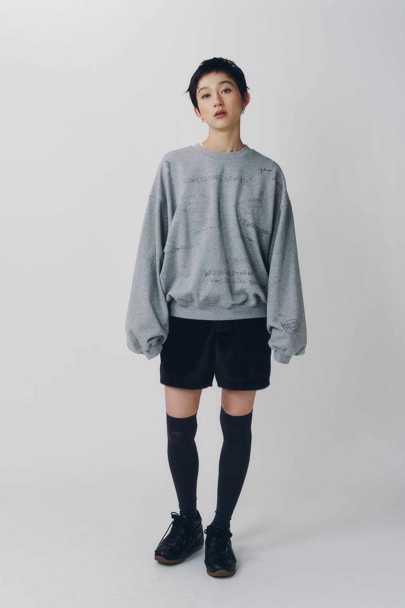 メッセージ スウェット (グレー) message sweatshirt(unisex) (Gray) / 26AW