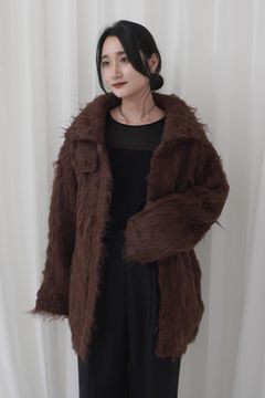 BIG COLLAR KNIT FUR JACKET (CHOCO) / ビッグカラーニットファージャケット チョコ