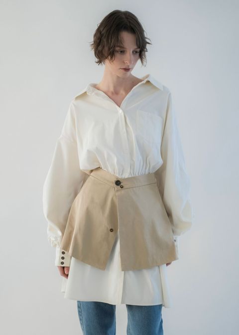 docking skirt layered like shirt OP / スカートレイヤード シャツワンピース (Tan) / 26SS
