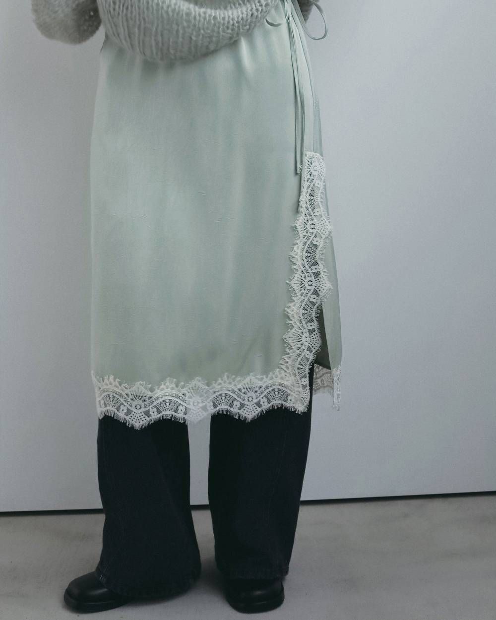 サテンレーススカート (ミント) Satin Lace Skirt (MInt) / 26AW 【6月29日まで期間限定予約】