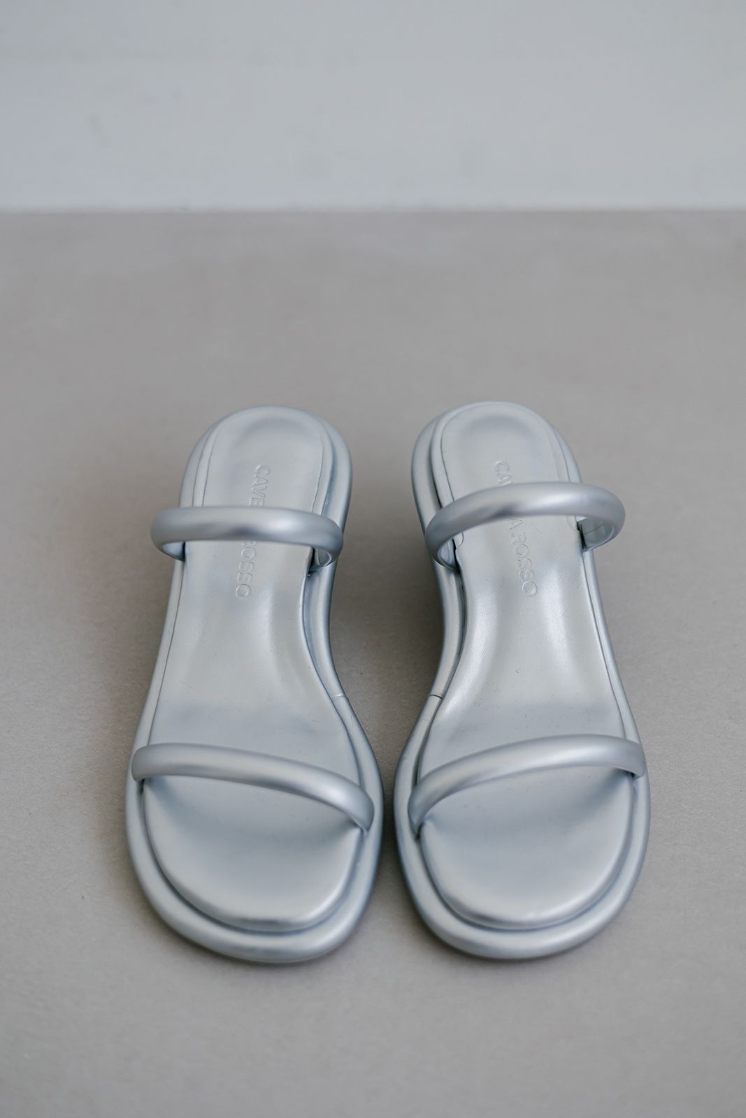 【残り1点】DOUBLE STRAP HEEL SANDALS / ダブルストラップヒールサンダル (シルバー)