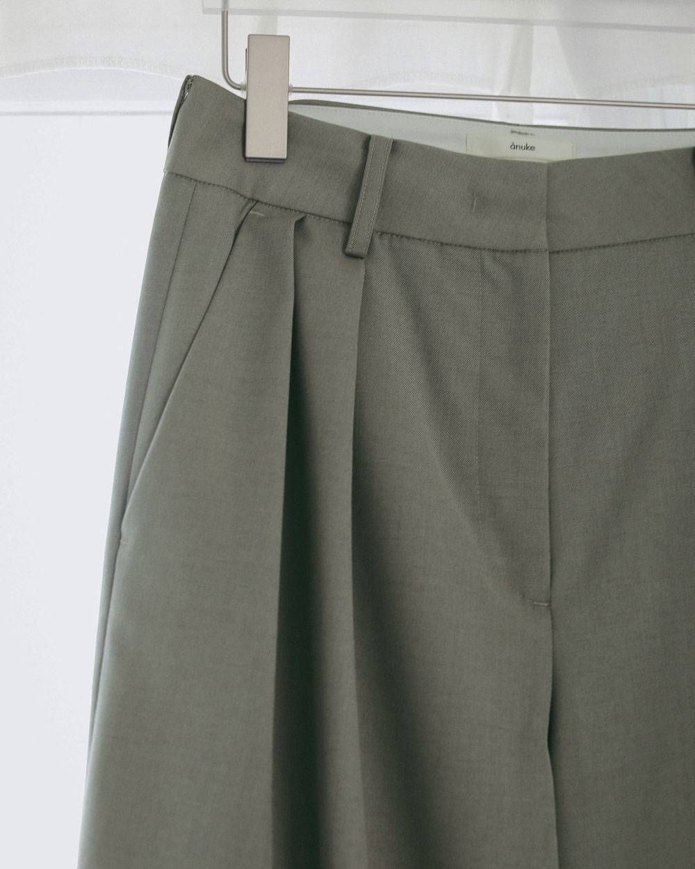 ツイル タックワイドパンツ (オリーブ) Twill Tuck Widepants (Olive) / 27SS