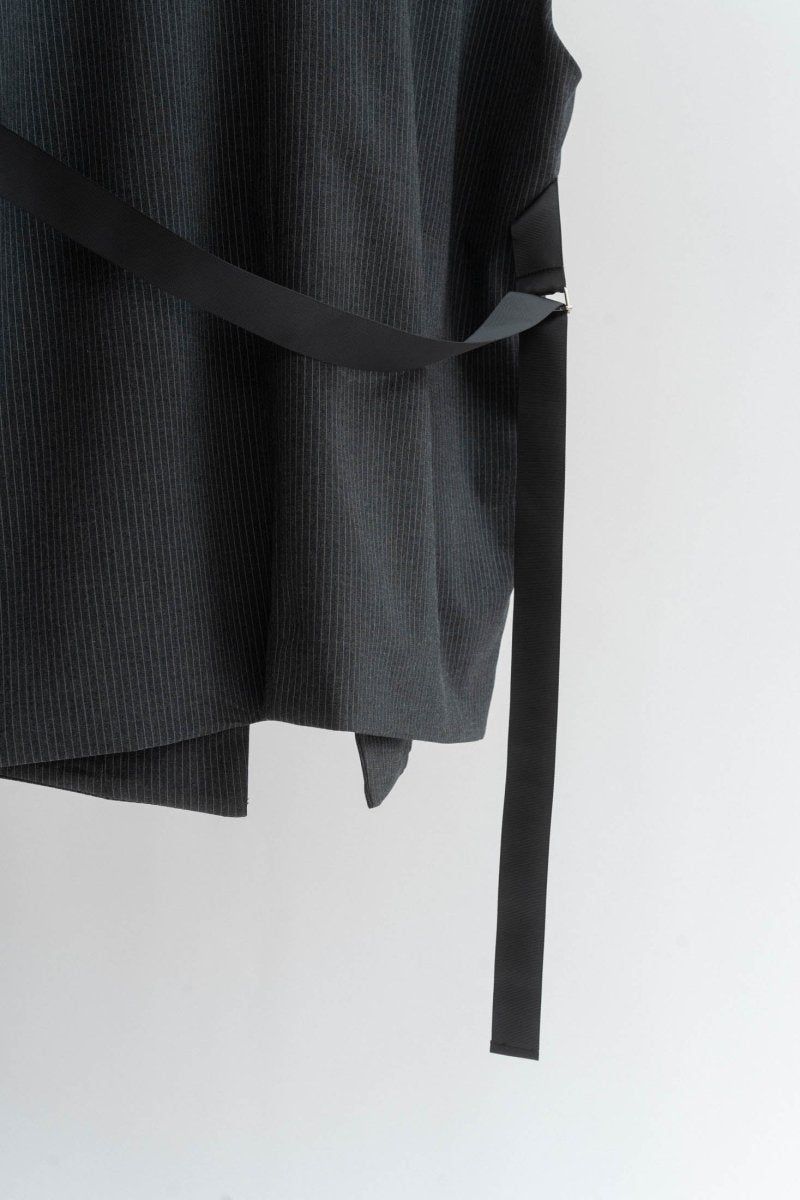 2way collarless gilet / 2ウェイ カラーレスジレ (ストライプ) / ユニセックス