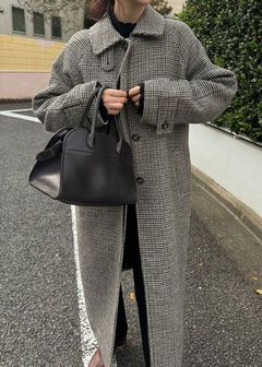 hound tooth soutien collar quilting coat / ハウンドトゥース ステンカラーコート (ミックス) / 25AW /