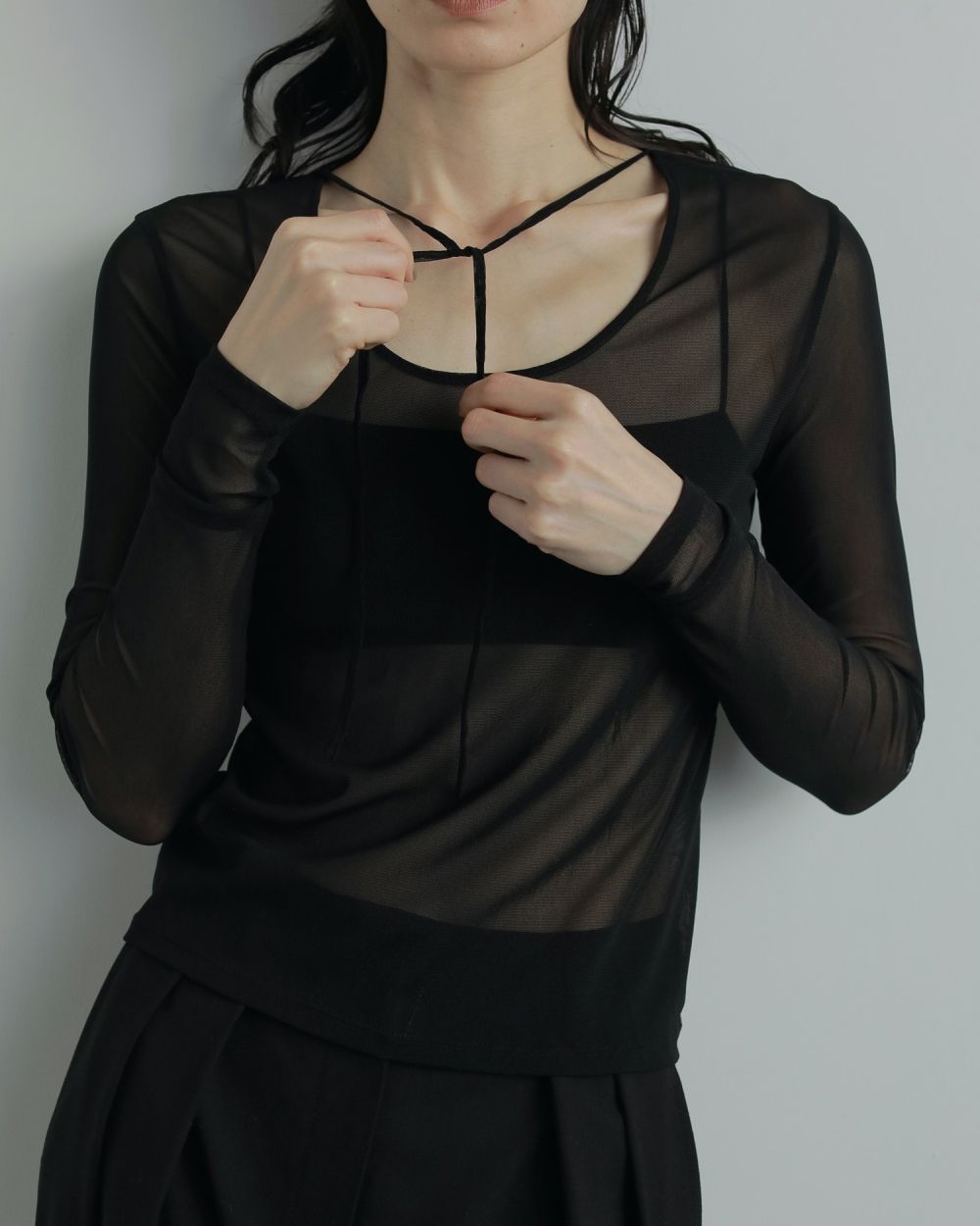 2way Sheer Tops / 2ウェイ シアートップス (ブラック)
