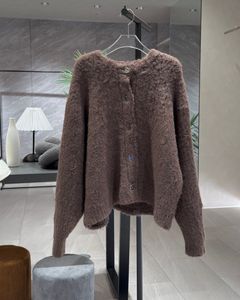 【25AW】Curl shaggy knit cardigan / カールシャギーニットカーディガン (ブラウン)