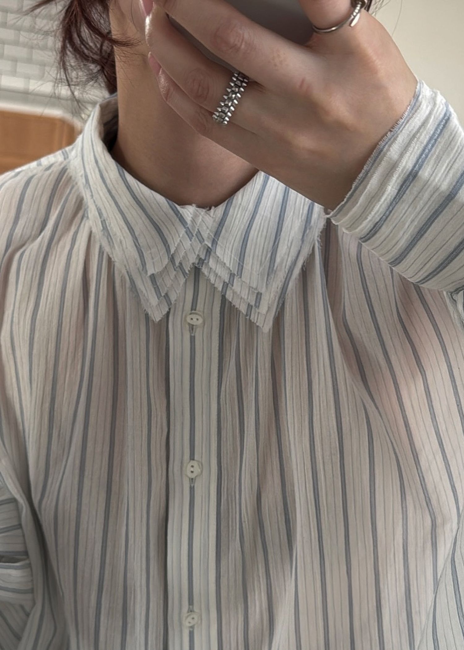 collar & cuffs triple layered over SH (Stripe) / トリプルレイヤード オーバーシャツ (ストライプ) / 26SS