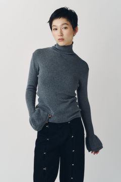 フリルハイネックニット (グレー) frill high neck knit (Gray) / 26AW