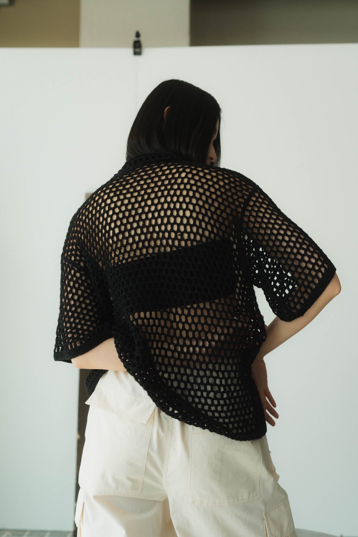 【Knuth Marf】crochet knit shirt/クロシェットニット Knuth Marf - crochet knit shirt / クロシェ ニットシャツ