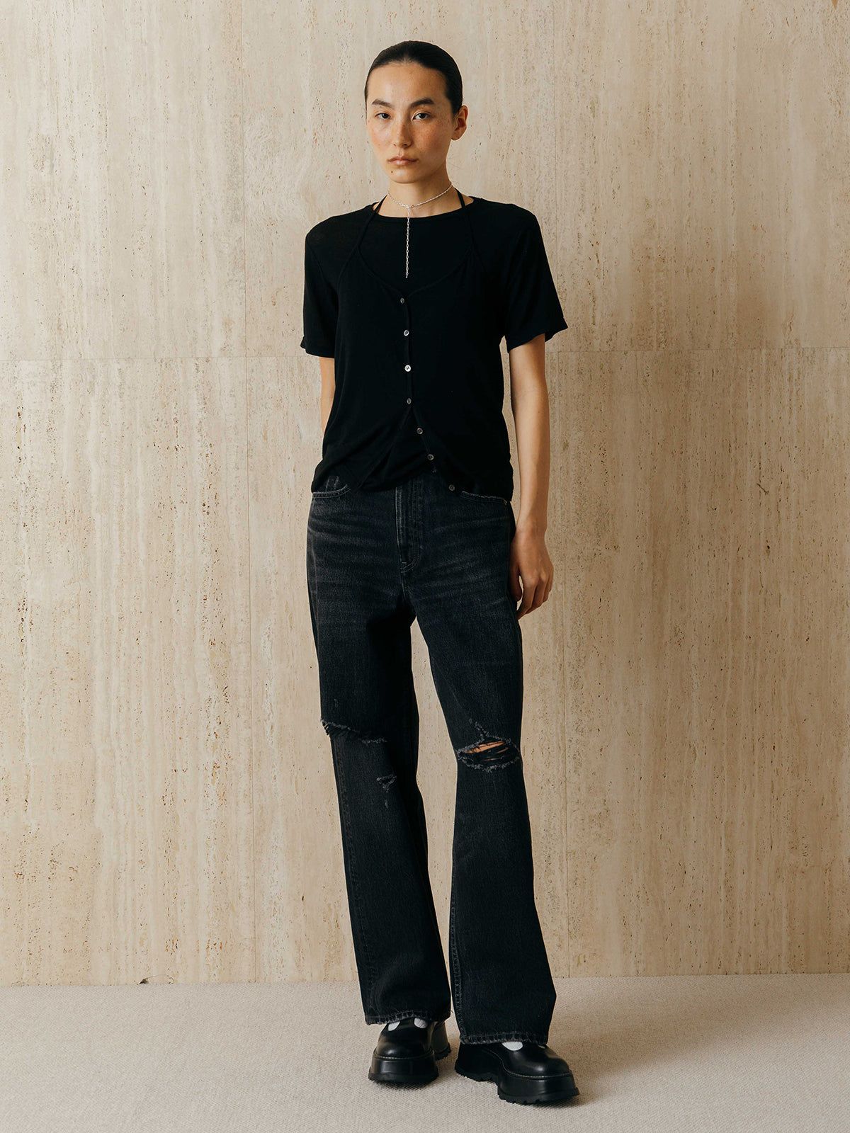 レイヤードカットトップス (ブラック) LAYERED CUT TOPS (Black) /  26SS
