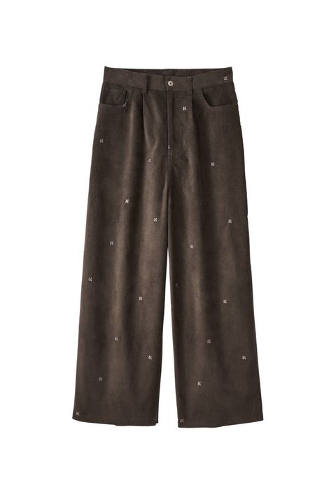 K motif velveteen pants(unisex) / Kモチーフ ベルベットパンツ (グレーカーキ) / 25AW