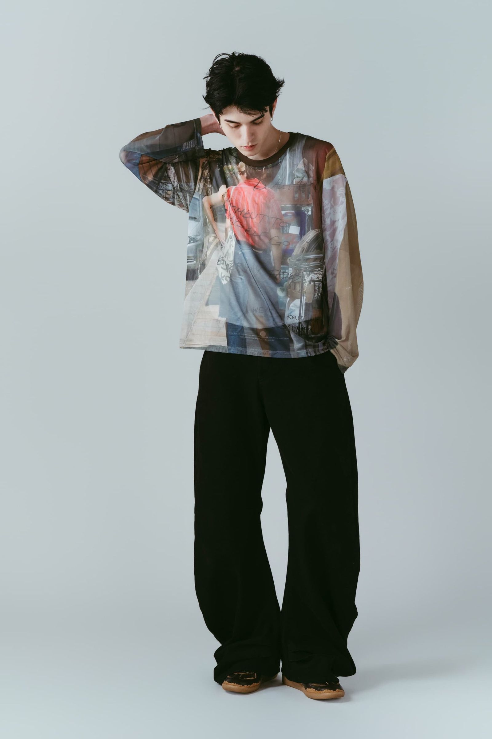シアープリント ロングスリーブTシャツ (オジ) oji sheer long-sleeve tee(unisex) (Oji) /  26SS