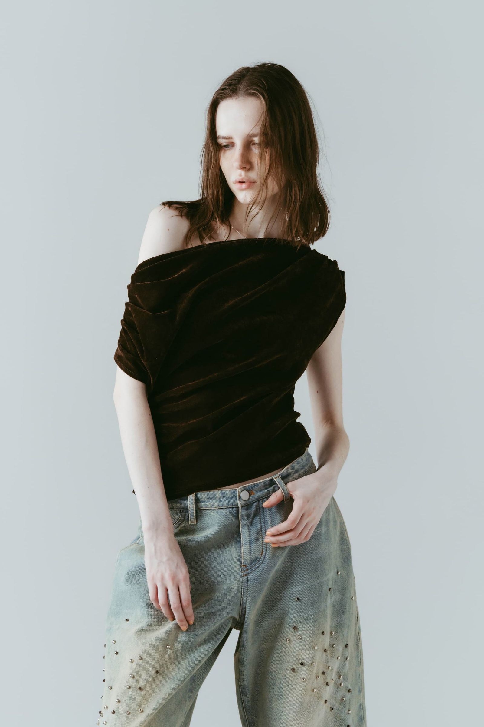 シアーベロア トップス (ブラウン) sheer velour top (Brown) /  26SS