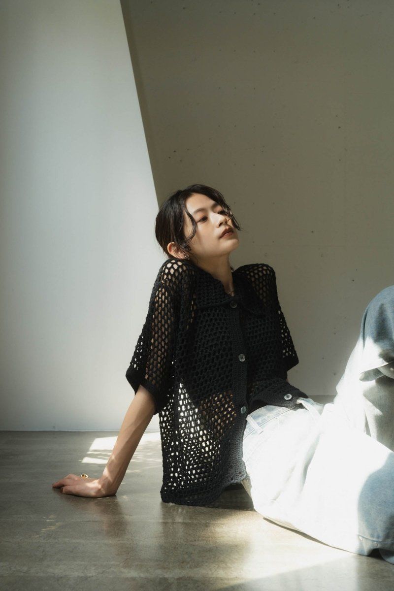 crochet knit shirt/2color | KNUTH MARF
