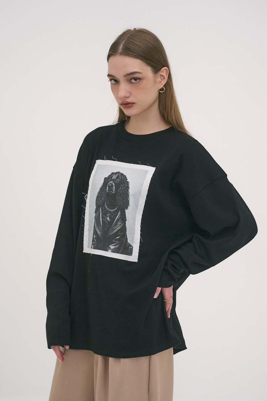 レイヤープリントロンT (ブラック) Layered long-sleeve graphic T-shirt (Black) / 26AW