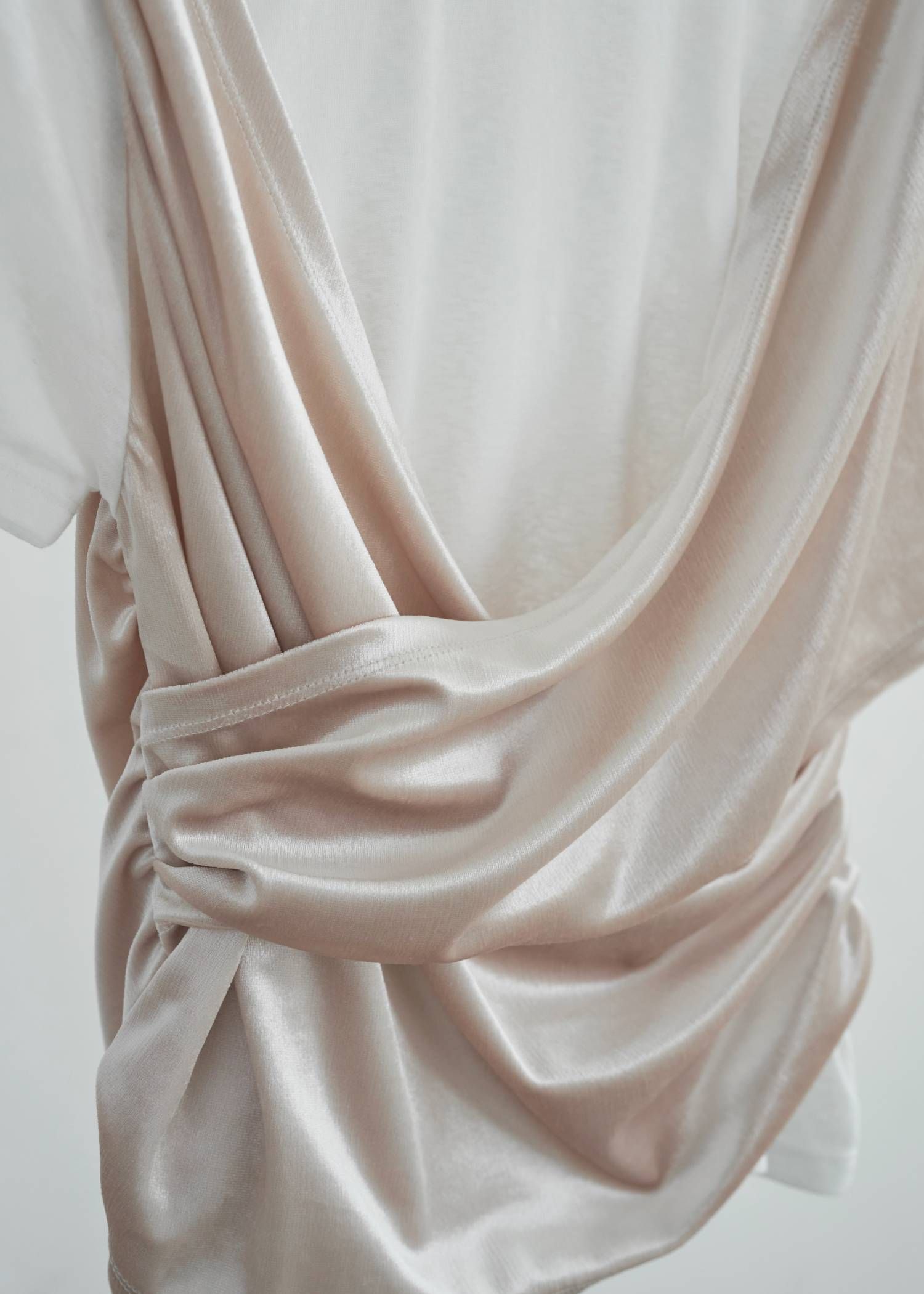 ベロア ドレープ Tシャツ (アイボリー) cache coeur mix slub velour tops (Ivory) /  26SS
