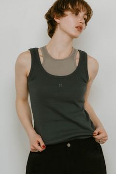 2piece layered logo tank top / 2ピース レイヤードロゴタンクトップ (ブルー) / 25SS