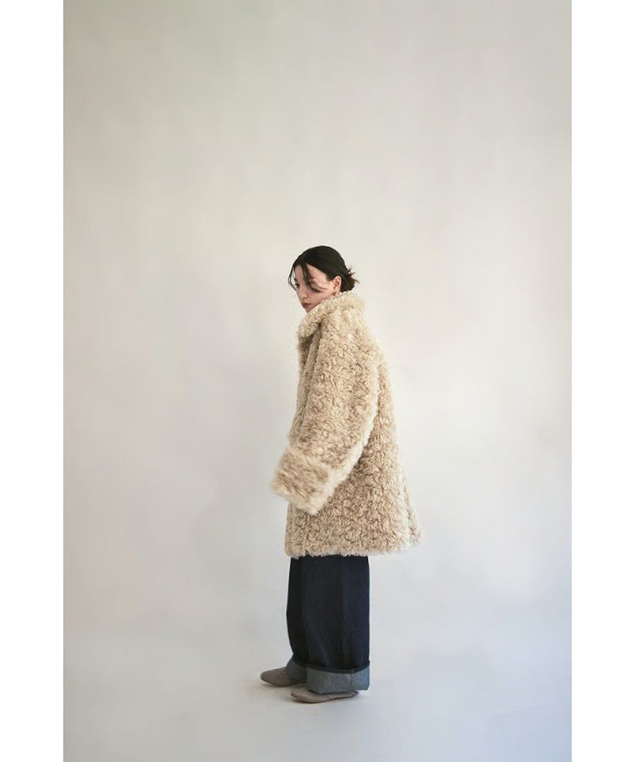 【25AW】Vintage Like Fake Mouton Reversible Coat (クリーム) / ヴィンテージライクムートン リバーシブルファーコート / エコファー / フェイクファー