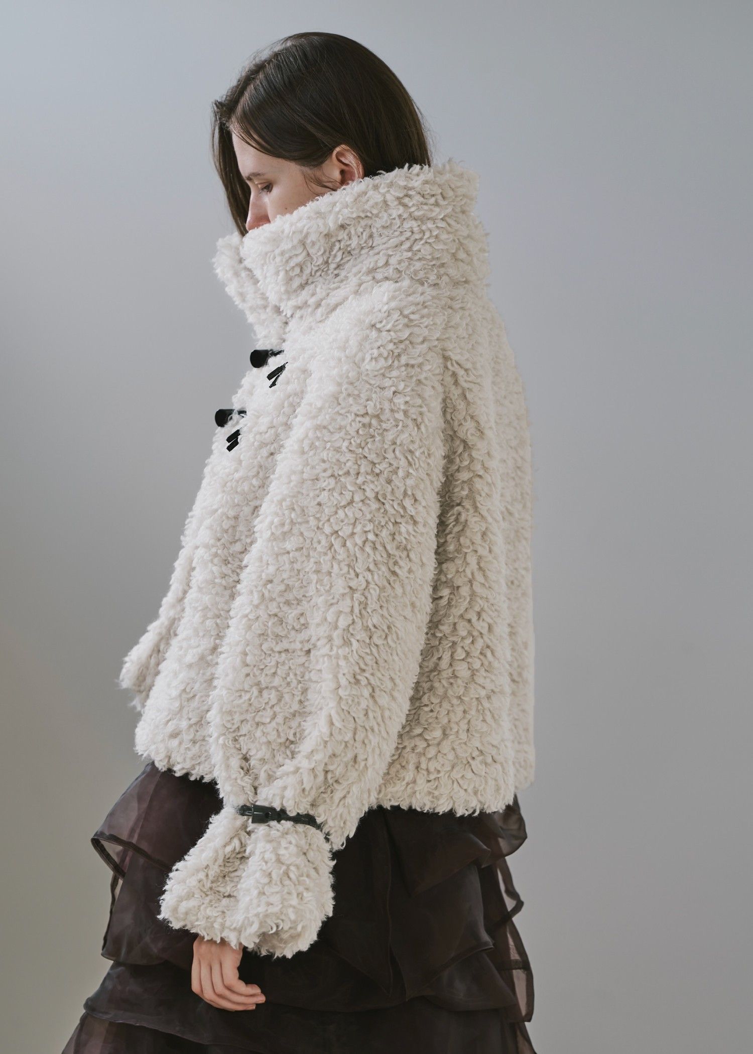 poodle fur cord toggle short JK / プードルファー トグルショートジャケットコート (シェル) / 25AW