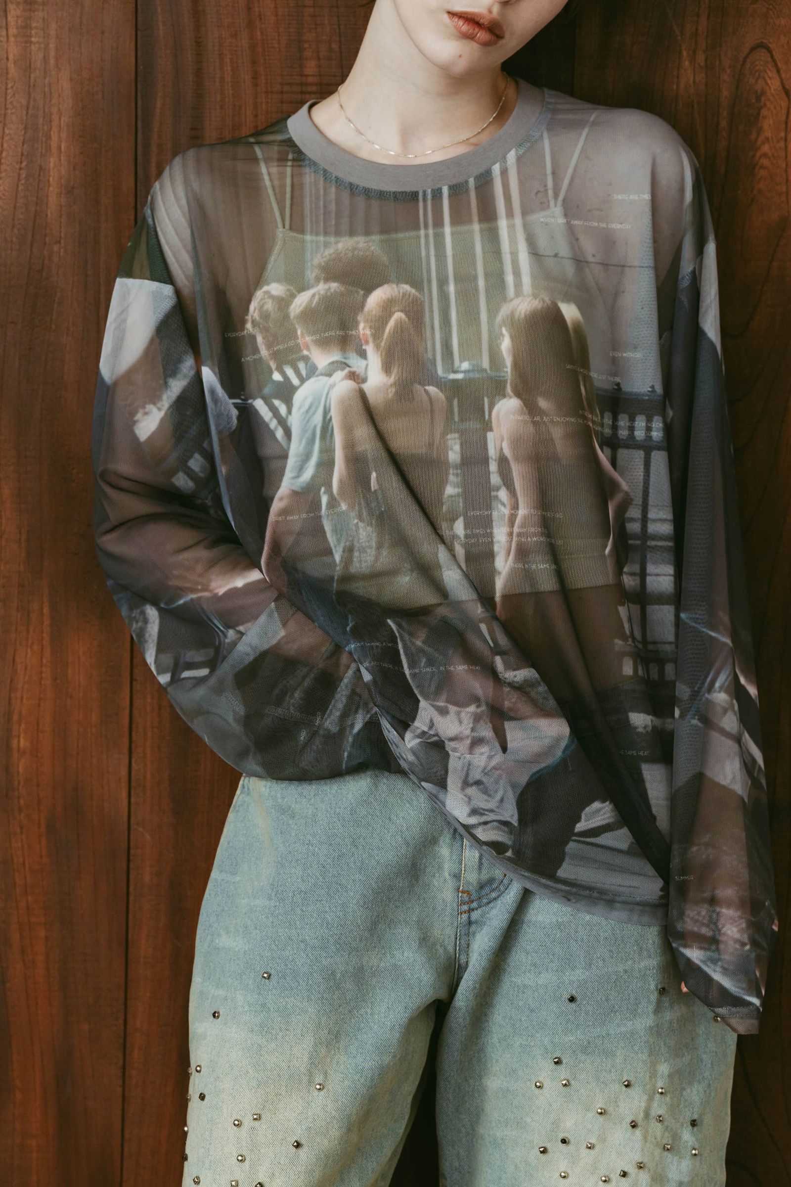 シアープリント ロングスリーブTシャツ (ガールズ) school sheer long-sleeve tee(unisex) (Girls) /  26SS