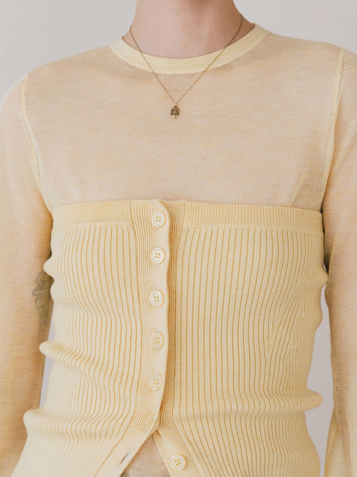 【25SS】RIB BUSTIER SET KNIT / リブ ビスチェセットニット (イエロー)