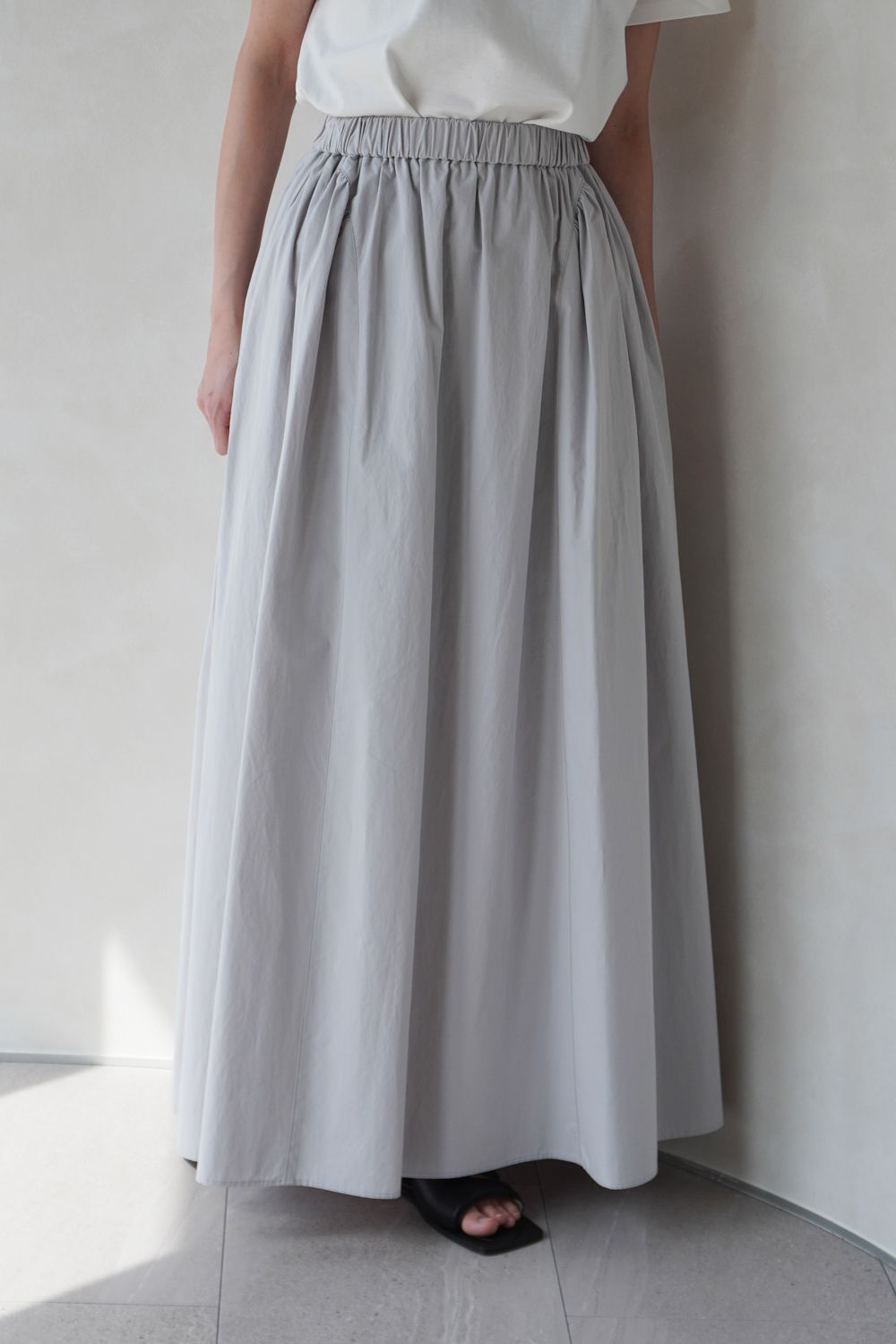 COTTON GATHER VOLUME SKIRT / コットンギャザーボリュームスカート (グレー)