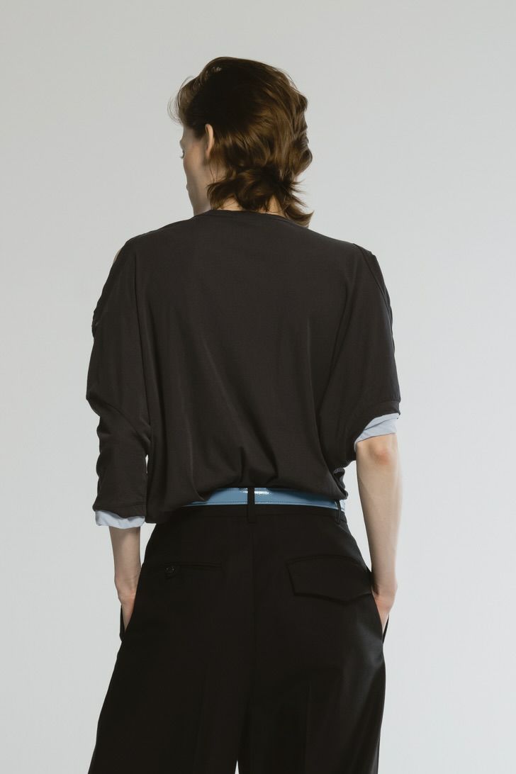 【25SS】SHEF OPEN SHOULDER T-SHIRT / オープンショルダーTシャツ (チャコールグレー)