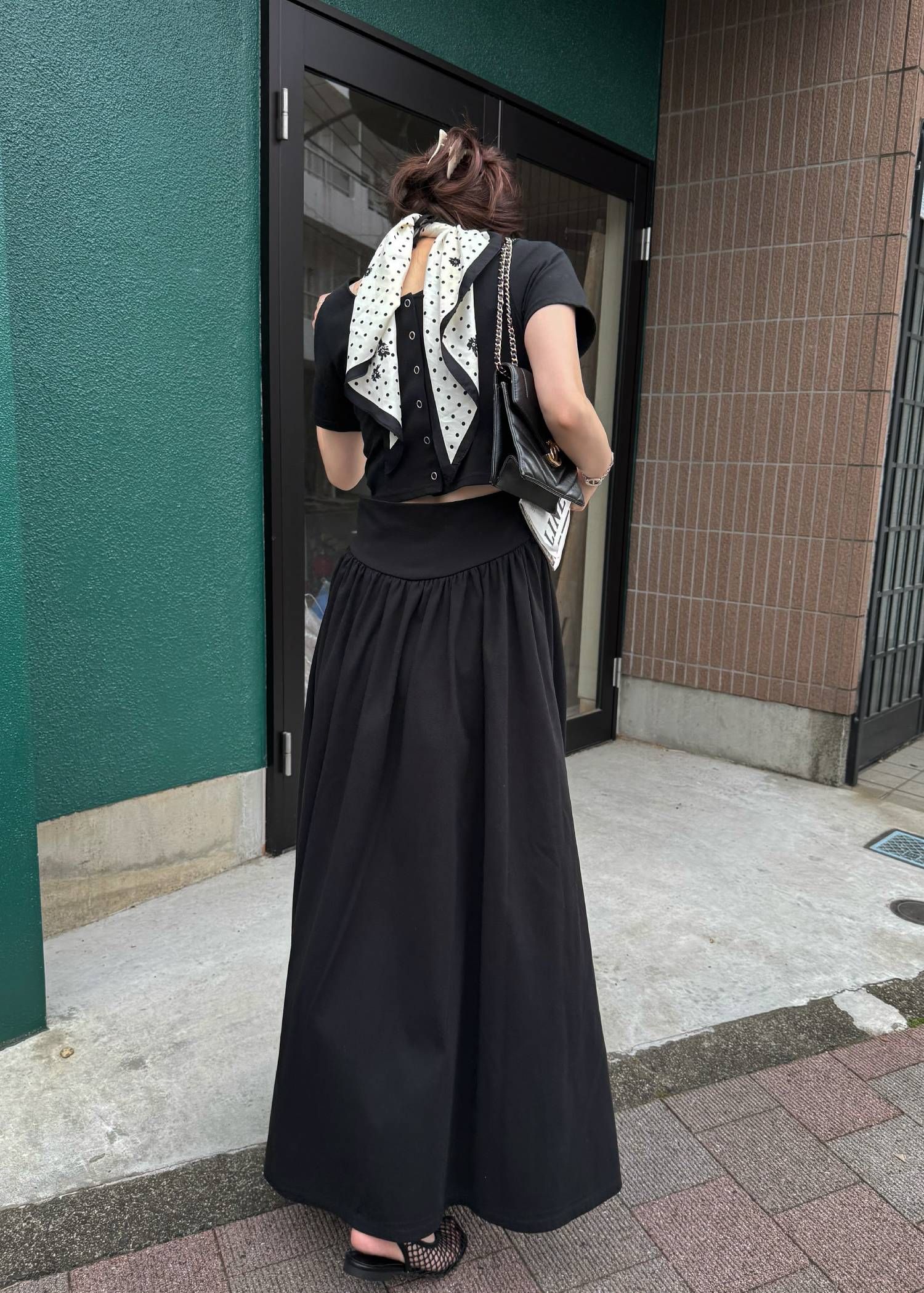 ヘルシーカット ワンピース (ブラック) healthy cut out waist snap button OP (Black) /  26SS