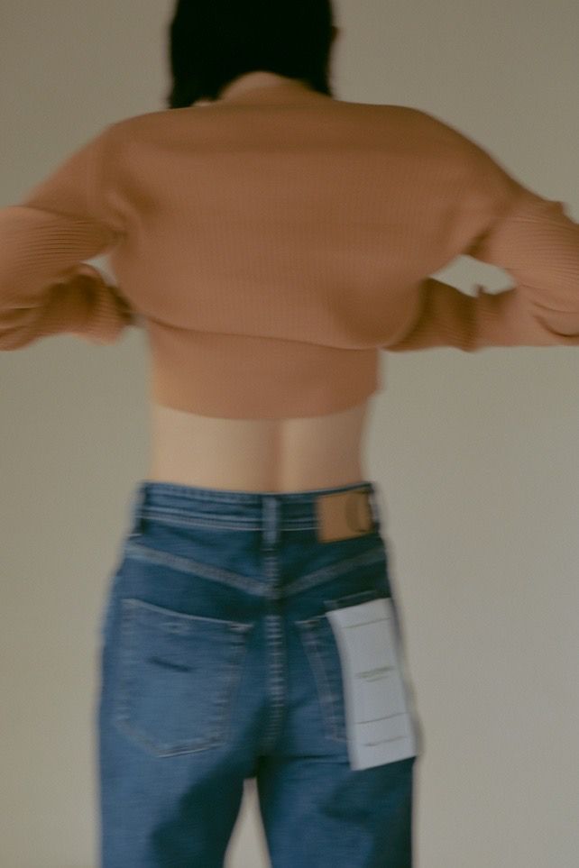 【YANUK × CASA FLINE】CENTER PRESS STRAIGNT DENIM / センタープレスストレートデニム (ブルー) 美脚 / オーガニックコットン / 体型カバー
