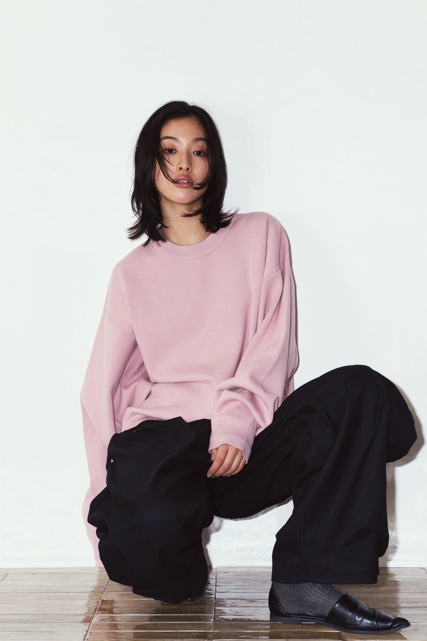 【UNISEXサイズ】2ウェイ ノームコア ニット (ピンク) 2way cuffs normcore knit(unisex) (Pink) / 26AW