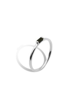 SINGLE BAGUETTE BLACK ONYX RING (PINKY) / シングル バゲット ブラック オニキス リング【ピンキー 】K10/K18 (ホワイトゴールド)