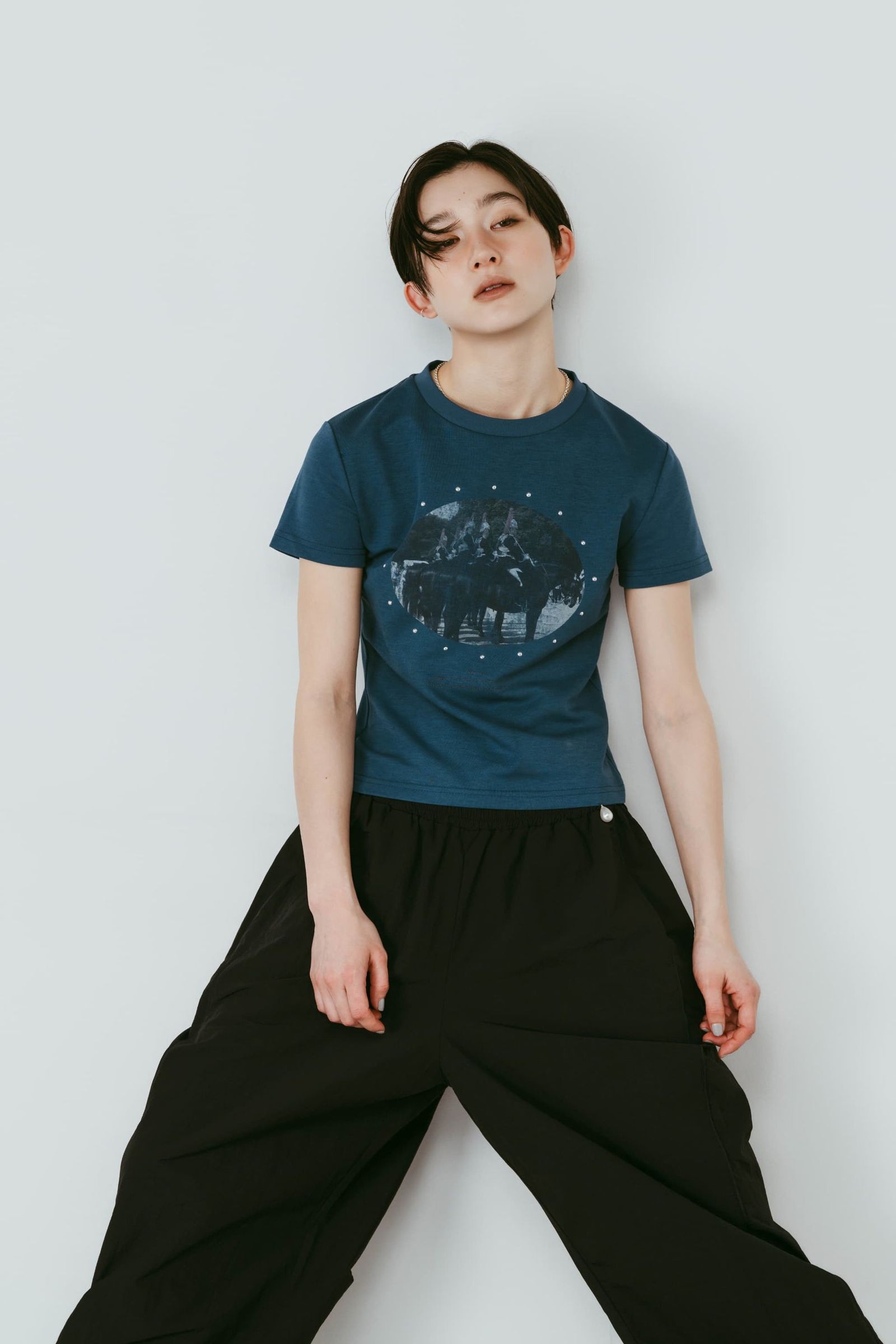 スタッズコンパクトTシャツ (ブルー) studded compact tee (Blue) /  26SS