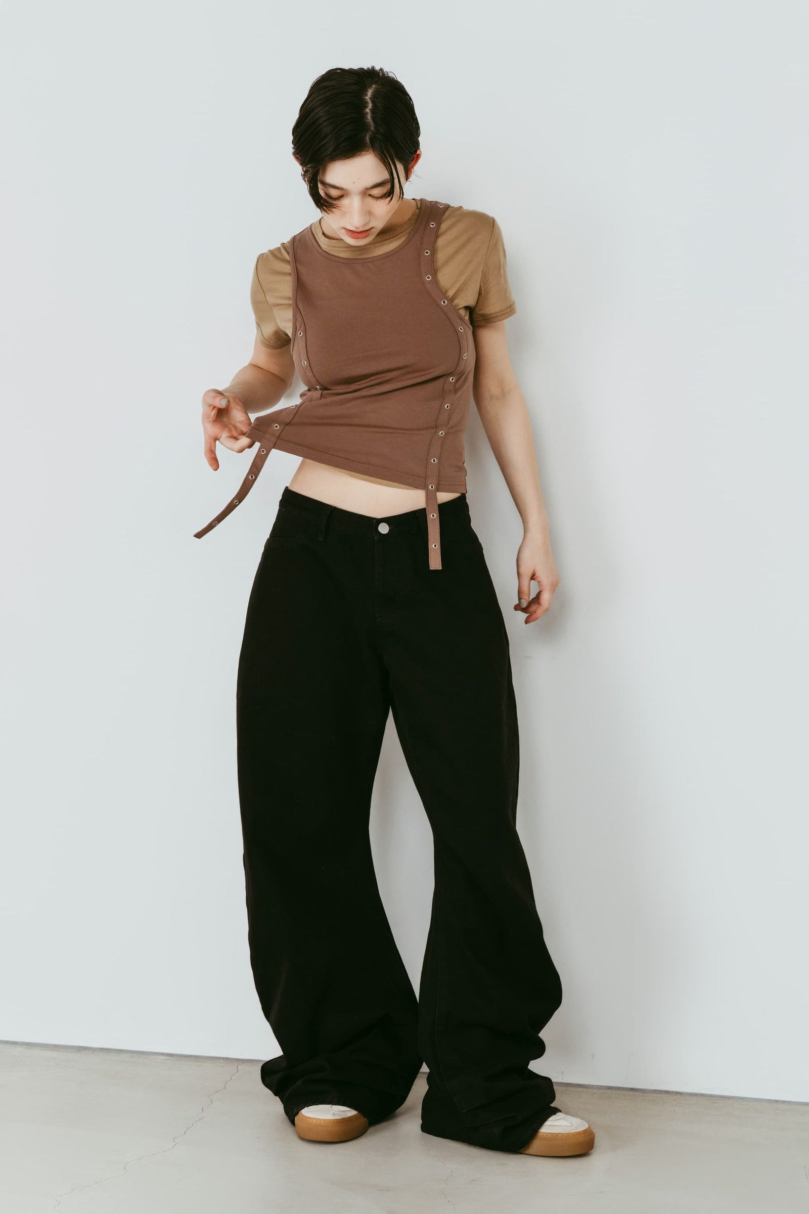 ドレープデニム (スタッズなしブラック) draped denim pants(unisex) (Black) /  26SS